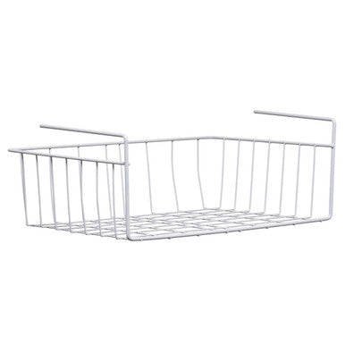 White metal wire basket on a white background
