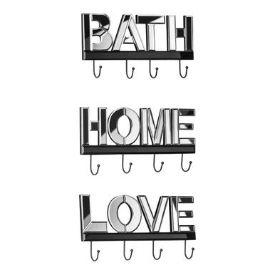 Love Mirrored 4 Hook Wall Hanger