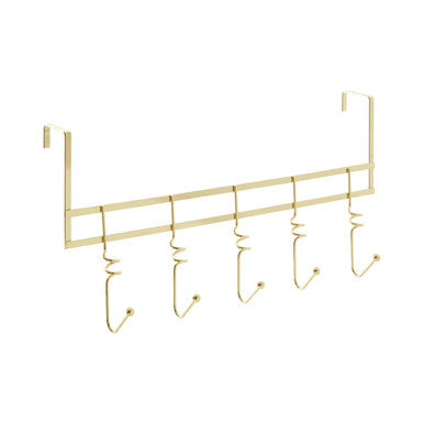 Jaxen Gold Finish Over Door 5 Hook Swirl Hanger