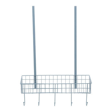 Metal wire basket with vertical bars on a white background