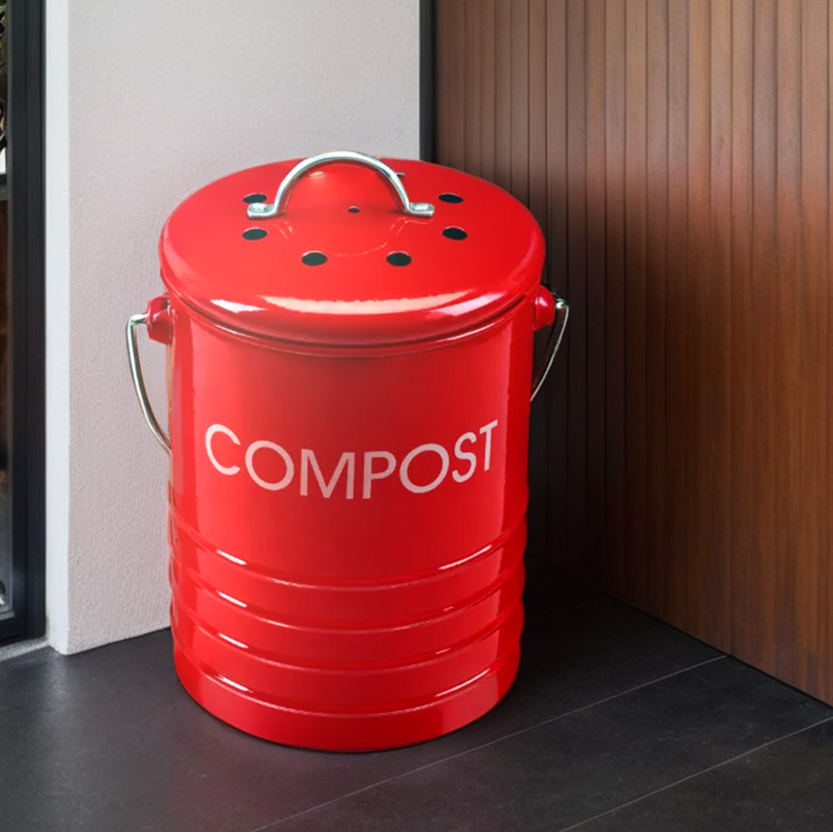 Madison Red Compost Bin with Handle
