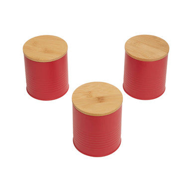 Set Of Three Alton Red Cannisters