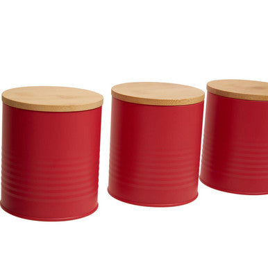 Set Of Three Alton Red Cannisters