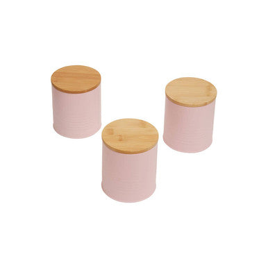 Set Of Three Alton Pink Canisters