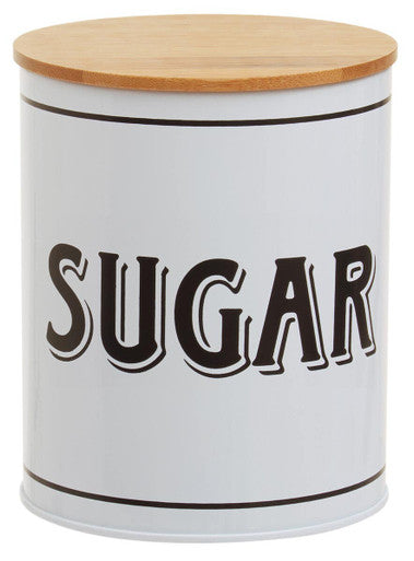 White canister with &