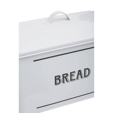 Grocer White Metal Bread Bin