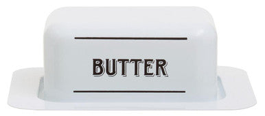 White butter dish with &