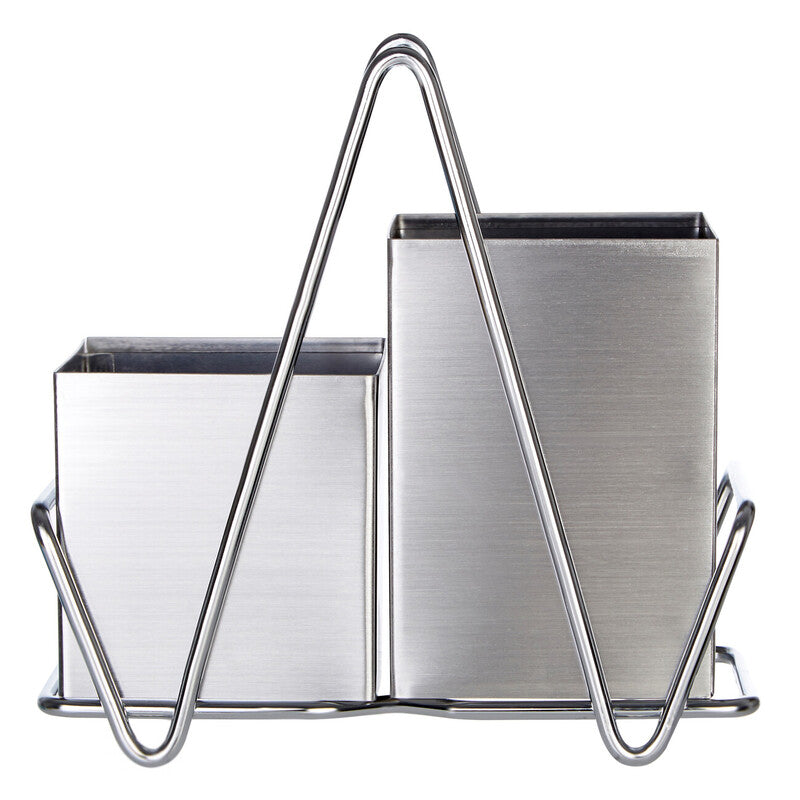 Stainless Steel 2 Compartment Silver Cutlery Caddy