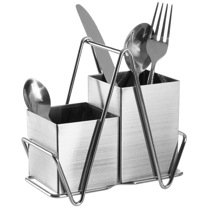 Stainless Steel 2 Compartment Silver Cutlery Caddy