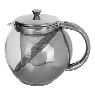 Fuso 650ml Grey Stainless Steel And Glass Teapot