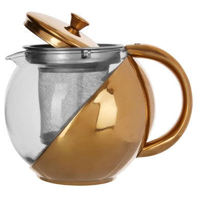 Fuso Gold Finish Glass 600 ml Teapot With Infuser