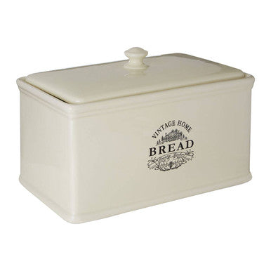 Vintage-style cream-colored bread bin with &