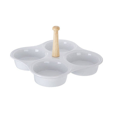 4 Section White Ceramic Snack Dish