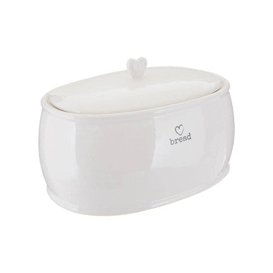 White bread bin with lid on a white background
