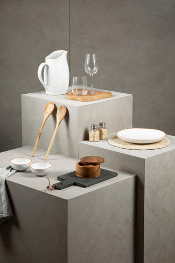 Calisto Terracotta Set Of 2 White Glazed Mini Bowls