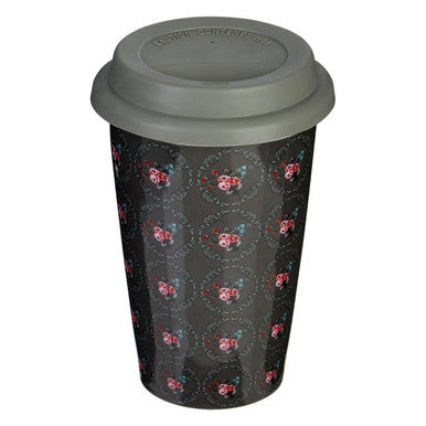 Taza Ditsy Floral Ceramic Reusable Mug with Silicone Lid