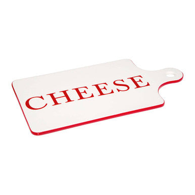 White cheese board with red &