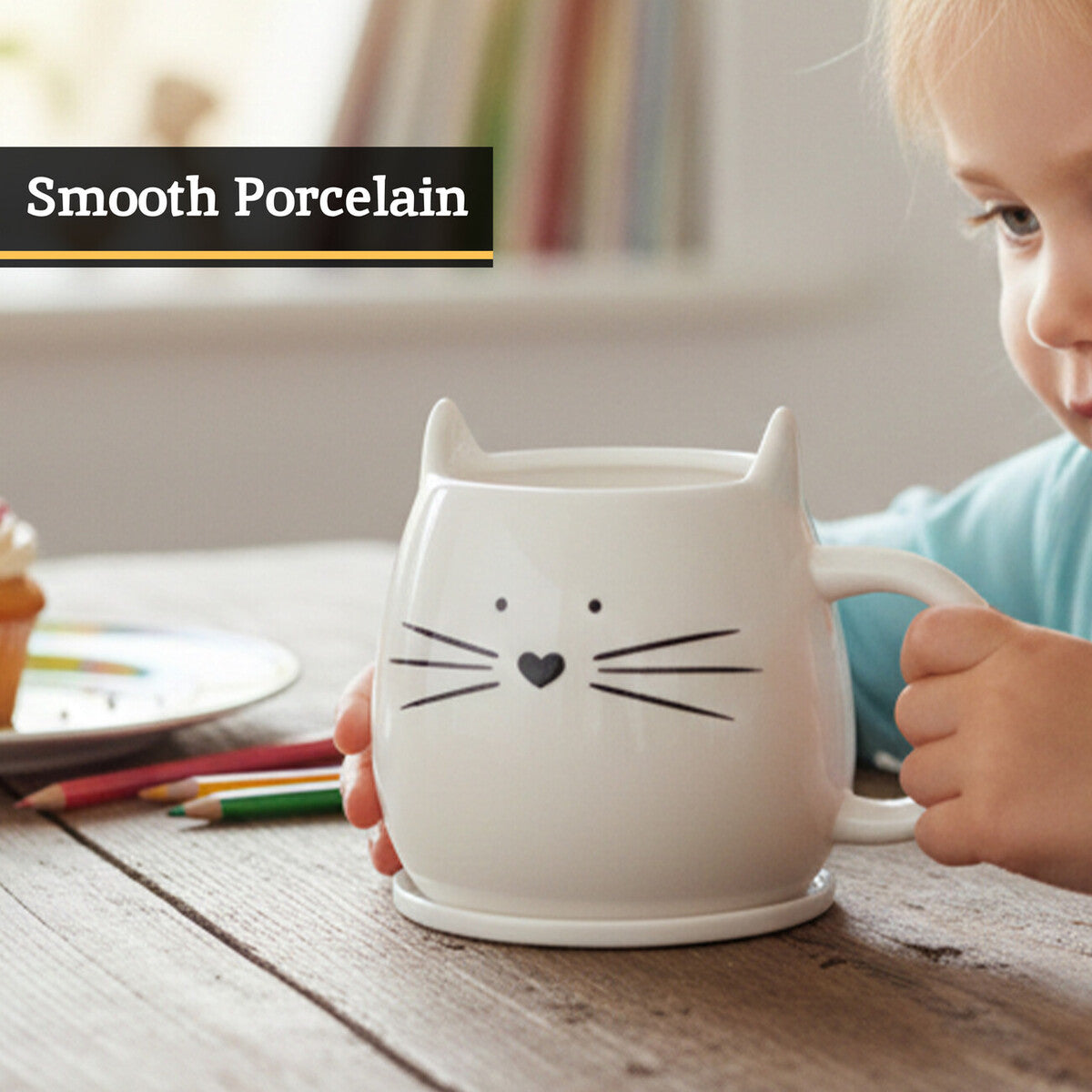 Ivory Cat Mug And Coaster