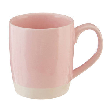 Pink mug with a gradient design on a white background
