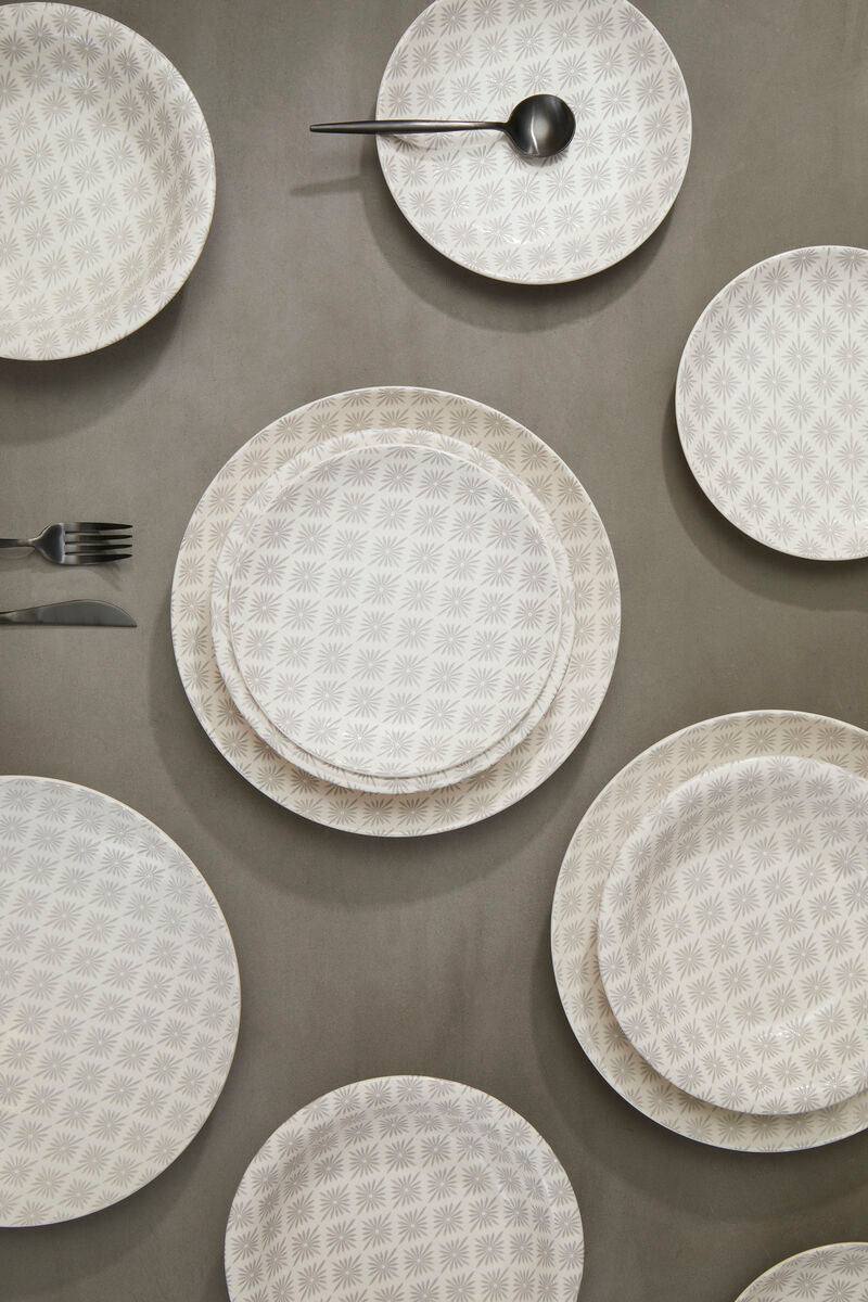 Maya Grey And White 12 Piece Dinner Set