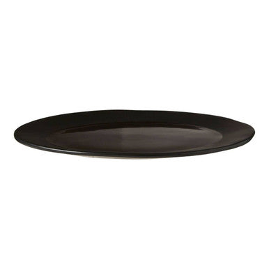Black round plate on a white background