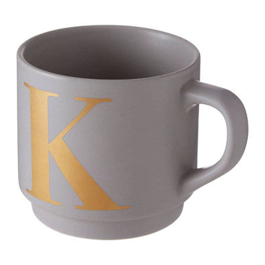 Signet Grey Monogram Mug, K