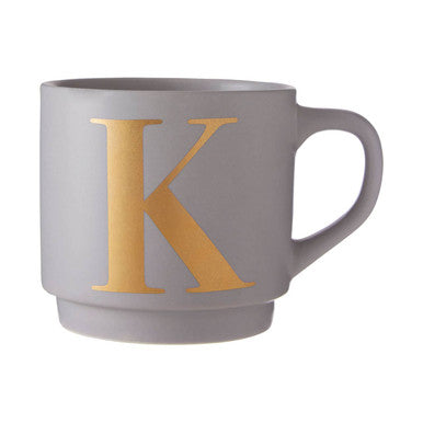 Gray mug with a gold letter &