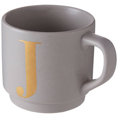 Gray mug with a gold letter &