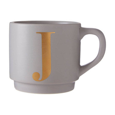 Gray mug with a gold letter &