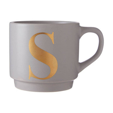 Gray mug with a gold letter &