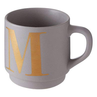 Gray mug with a gold letter &