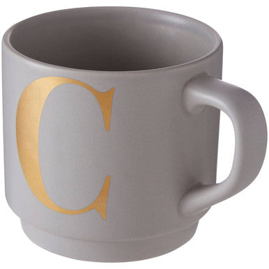 Gray mug with a gold letter &
