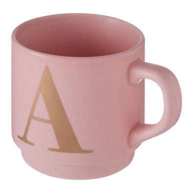 Pink mug with a gold letter &