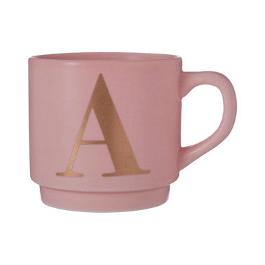 Pink mug with a gold letter &