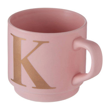 Pink mug with a gold letter &