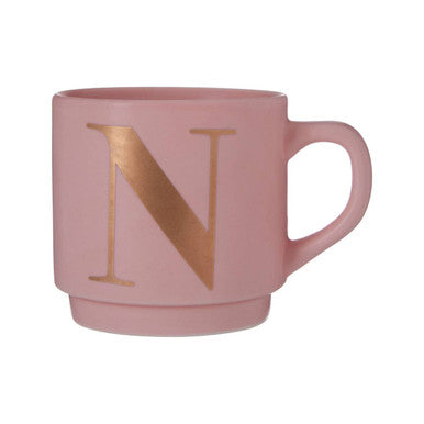 Pink mug with a gold letter &