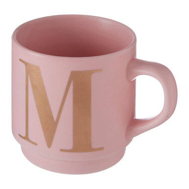 Pink mug with a gold letter &