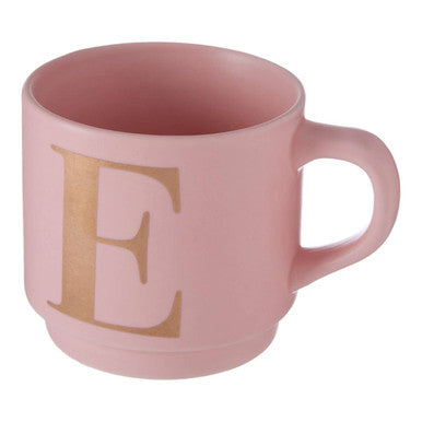 Pink mug with a gold letter &