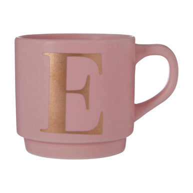 Pink mug with a gold letter &