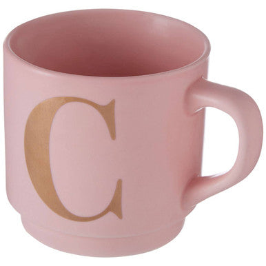 Pink mug with a gold letter &