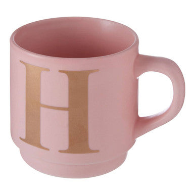 Pink mug with a gold letter &