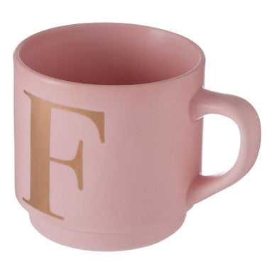 Pink mug with a gold letter &