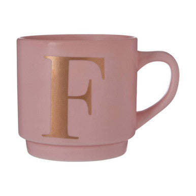 Pink mug with a gold letter &