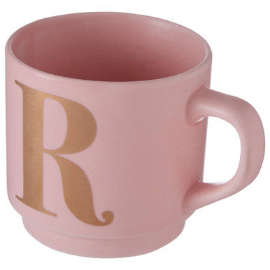 Pink mug with a gold letter &