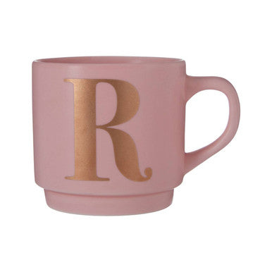 Pink mug with a gold letter &