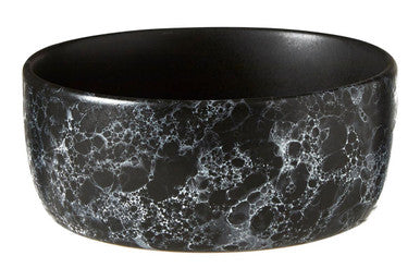 Black marble-patterned bowl on a white background