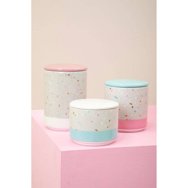 Lozica Medium Fine Earthenware Grey Pink Storage Canister