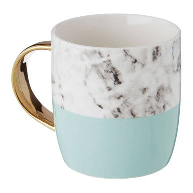 Frosted Deco Marble Effect and Pastel Green Monogram Mug, M