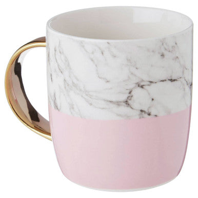 Frosted Deco Marble Effect and Pink Monogram Mug, R