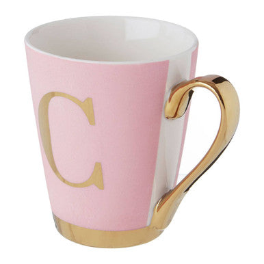Frosted Deco Pink Monogram Mug, C
